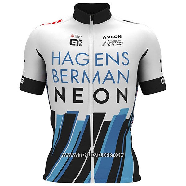 2017 Maillot Ciclismo Axeon Hagens Berman Blanc et Noir Manches Courtes et Cuissard